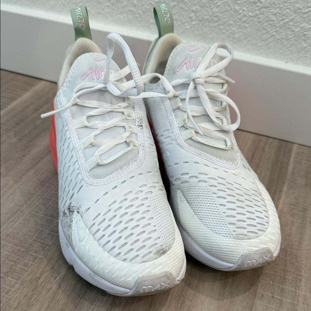 Nike White and Pink Air Max Shoes